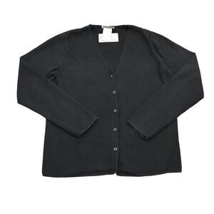 Designer Originals Sweater Womens M Black Button Up Long Sleeve VNeck Cardigan